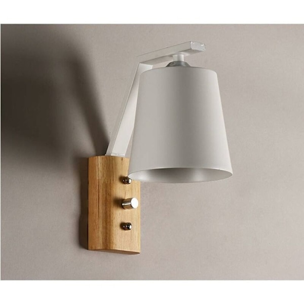 Led Metal Trævæglampe Moderne Enkel Kreativ Soveværelse Sengelampe Retro Kreativ Balkon Massivt Trævæglampe E27 Stil Uden Lys Sou