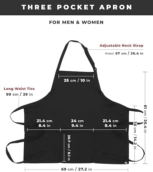 Unisex forkle med 3 lommer, 2 stk