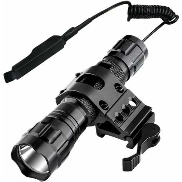 WF-501B Taktisk jaktlampa, 1500 lumen enkel läge vattentät ficklampa med fjärrtryckbrytare och Picatinny Rail Offset Ring Side
