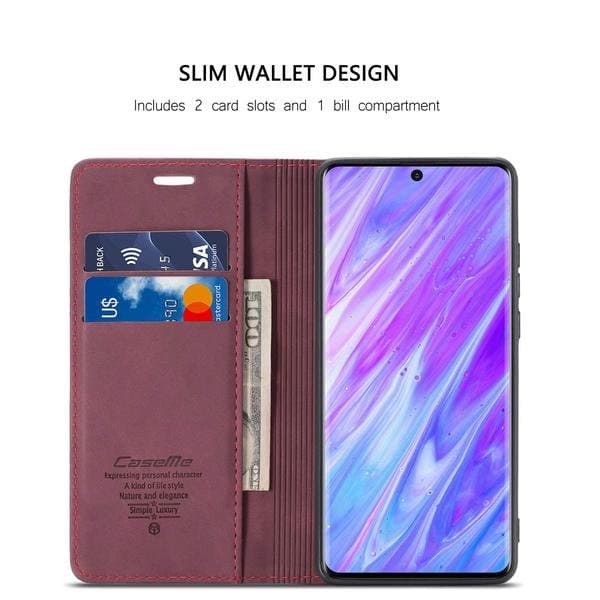 Högkvalitativ Plånboksfodral i Läder för Samsung S20|Grön
