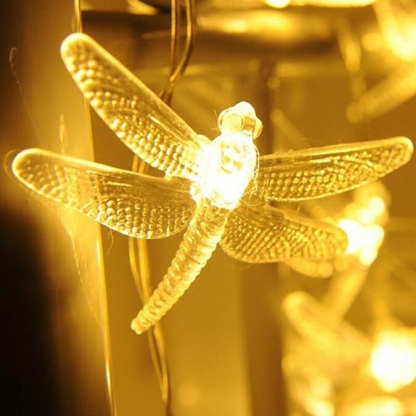 Solar Dragonfly 5M 20 LED Fairy Light Garden Outdoor Outdoor Lighting Party Warm White