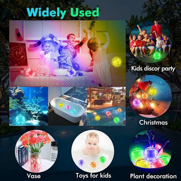 Solcellsdriven flytande boll, flytande poollampa poolbelysning flytande lampor damm belysning vattentät solcellslampor RGB pooltillbehör för pool, ga