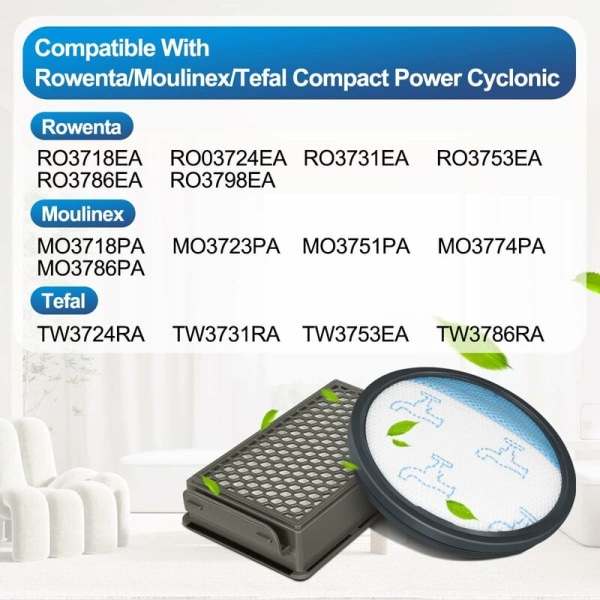 HEPA-suodatin Rowenta/Moulinex/Tefal Compact Power Cyclonic -pölynimuriin RO3731EA RO3753EA RO3786EA, Vaihtosuodatinlisävarusteet