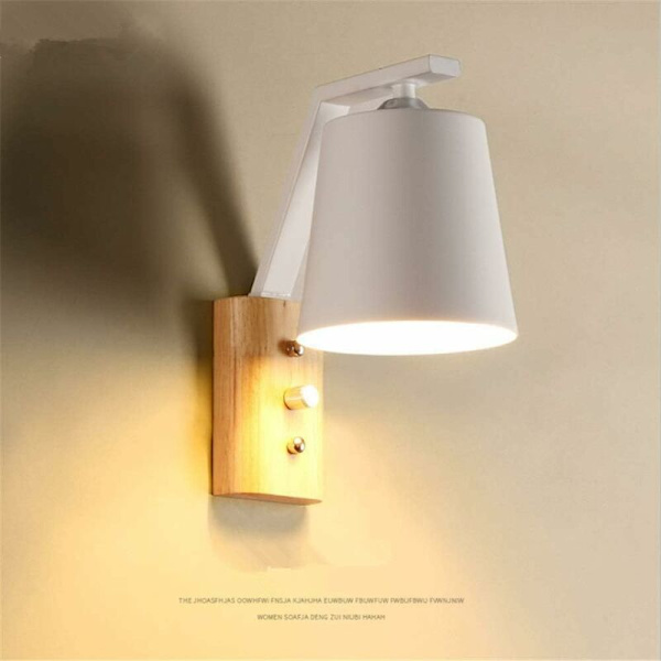 Led Metal Trævæglampe Moderne Enkel Kreativ Soveværelse Sengelampe Retro Kreativ Balkon Massivt Trævæglampe E27 Stil Uden Lys Sou