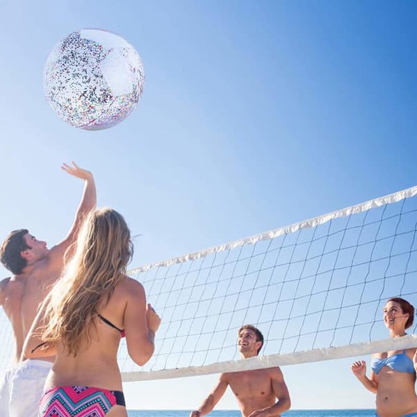 4-pack 16-tums uppblåsbara glitterbadbollar konfetti strandbollar