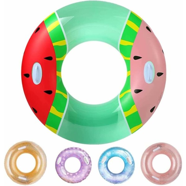 Svømmebøje, oppustelige pool floats, vandmelonformede flydende legetøj, sommerlegetøj til svømmebassin, strand, poolpartydekorationer (90 cm)