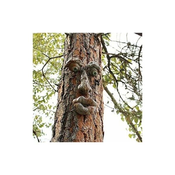 3D Tree Face Art -koristeet - Hauska vanhan miehen kasvoveistos - Puutarhan koristelu (B) HIASDFLS