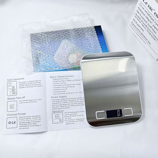 10 kg Digital Kjøkkenvekt - Høy Presisjon, LCD-Skjerm, Tarafunksjon for Matlaging & Baking