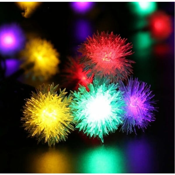 LED Hårete Ball String Lights Hage Hage Dekorasjon Jul Dag Utendørs Vanntett Snøklode Lys (3M20LED, farge, USBㄘ