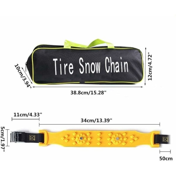 10 kpl Auton lumisukat 185-225 mm, Keltaiset lumiketjut, Liukuesteet Säädettävät Hätävetokaapelit Auton rengasketju, Universal Fit Cars SUV