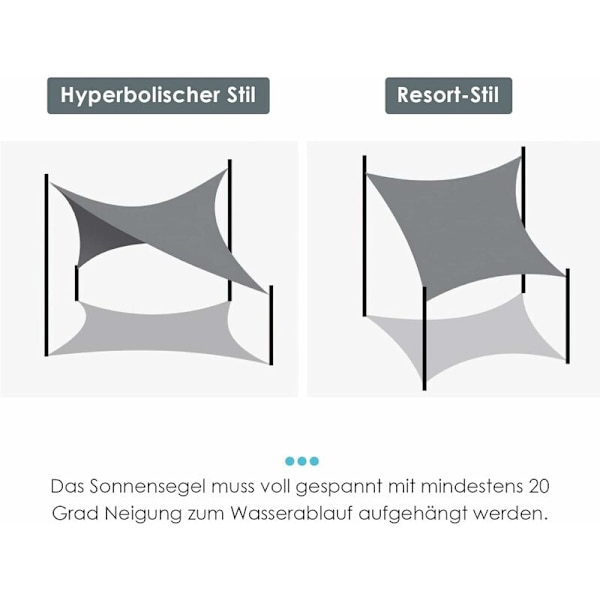 Vandtæt rektangulær skygge sejl, Oxford Polyester 95% UV-beskyttelse, rivefast, udendørs solbeskyttelse til have, balkon, dæk, Pat