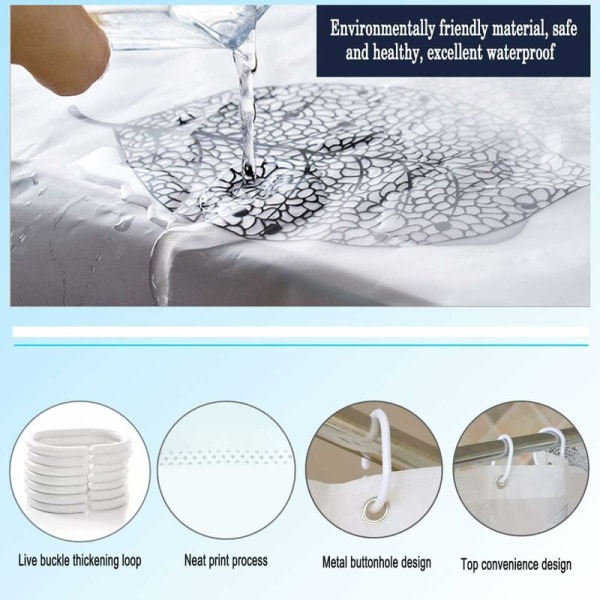 Duschdraperi för badrum - Frostad Genomskinlig 100 % PEVA 3D-effektdesign Vattentät duschdraperi för badkar, miljövänlig, Rust Pro