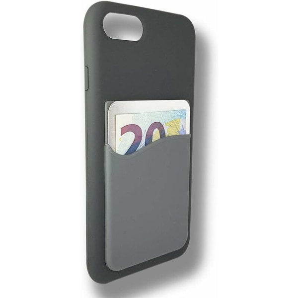 2 stk. Silikone selvklæbende kreditkortholder til mobiltelefoner (lysegrå)