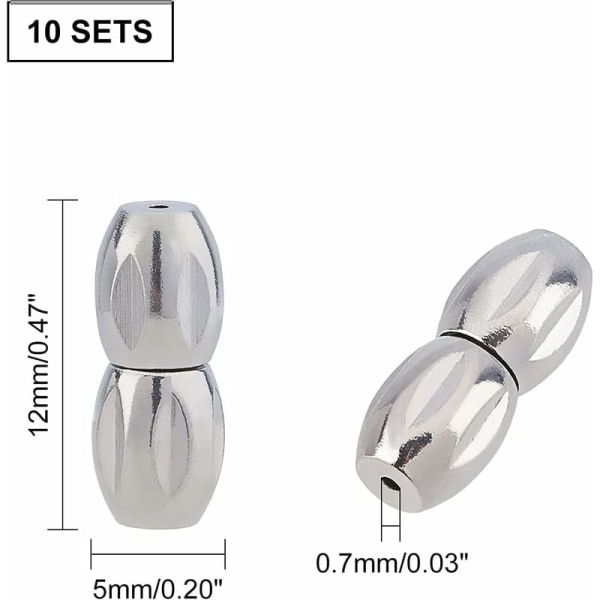 10 set Ovalt skruvlås 304 skruvlås i rostfritt stål Hängande kopplingar Förlängningsspets för smyckenstillverkning 12x5 mm Hål 1 mm