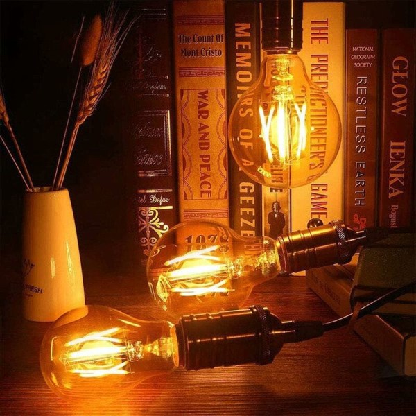 Edison Vintage Glödlampa, Edison LED Ljus Varm Vit E27 4W Retro Ljuslampa Vintage Antik Ljuslampa Idealisk för Nostalgi och Retro Fami