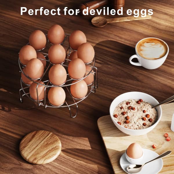 Eggdamperstativ i rustfritt stål - Stabelbart underlag for 6/8 Quart trykkoker, koker 18 egg, Instant Pot-tilbehør (2 pakker)