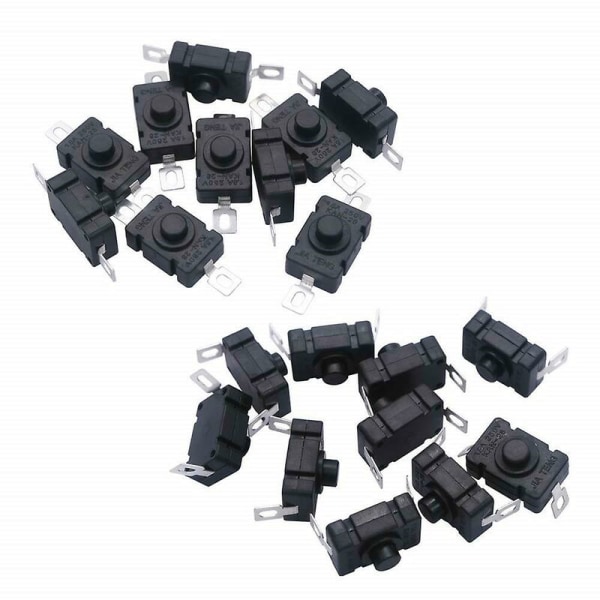 Förpackning med 40 självlåsande tryckknappsbrytare, KAN-28 Mini Ficklampa Switch (20 delar platt stift med hål + 20 delar böjd stift med hål)