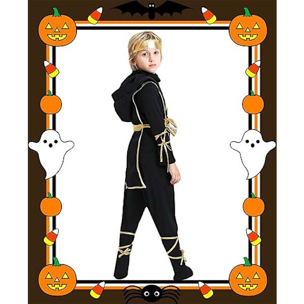 Ninja-dräkt för barn - Halloween-drakdräkt, cool utklädningsdräkt rollspelsset storlek M