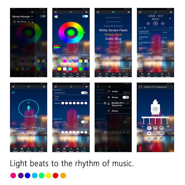 LED RGB-controller APP Bluetooth RGB-musikkontroller til 5050 LED-strip 4-bens RGB-controller 12V-24V