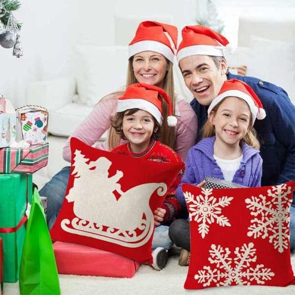 4PCS Juleputetrekk i Bomull Lerret, Juleputetrekk, Juleputetrekk, Juleputer, Jule Snøfnugg Sofa C
