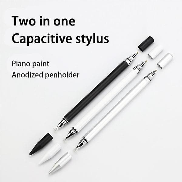2 i 1 Stylus penn med skrivefunksjon Hvit
