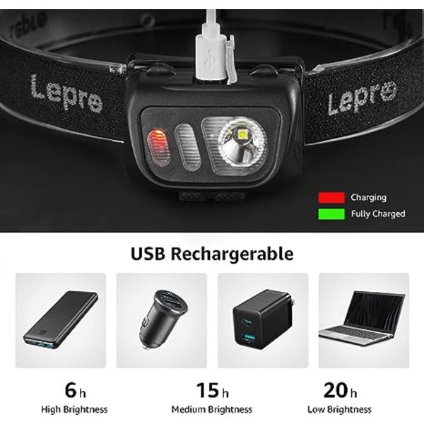 LED hodelykt, 2 deler 800 L LED og bevegelsessensor