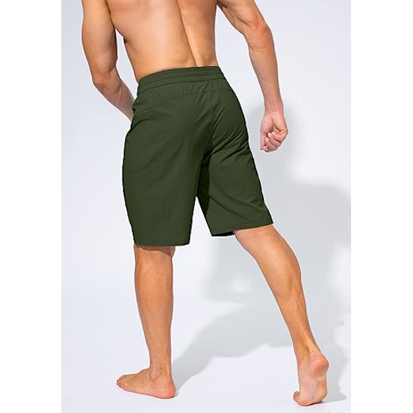 Herre Badeshorts Hurtigtørrende Strandshorts med Lynlåslomme Herre Badetøj - Uden Mesh Foring - XL - Army Grøn