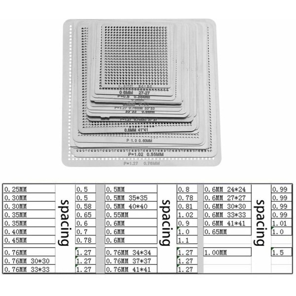 27 st universella BGA-stenciler Stencil Kit Direkt värme sortiment för BGA lödning Reballing