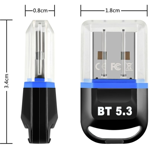 USB Bluetooth 5.3 Adapter USB Bluetooth-mottaker Støtter bærbar PC Desktop Bluetooth-headset Mottaker Sender Rød