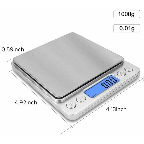 Gramvægt Digital køkkenvægt Mini lommestørrelse med LCD-display platform til madlavning bagning smykker vægt postpakke 1000g/0.1g