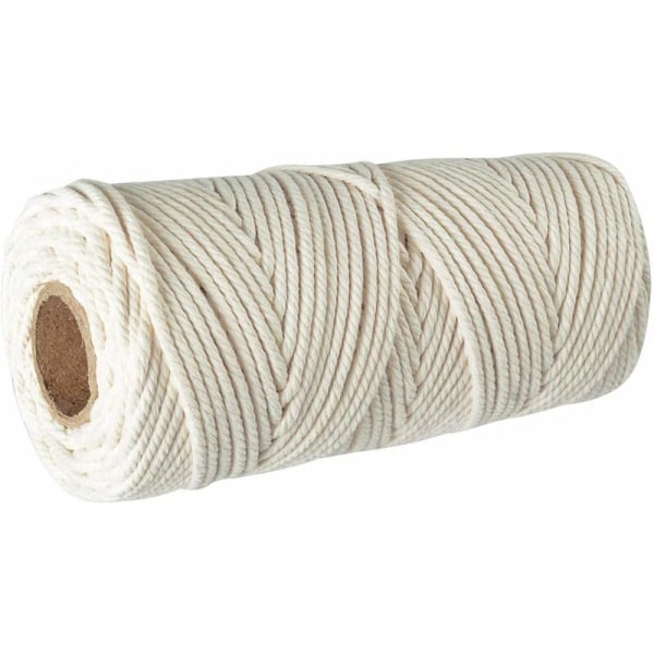 Makrame bomuldsreb 3 mm, 100 m bomuldstråd, 100 % naturlig makrametråd, DIY flettet rebstreng Plantetæppe Hængende Håndværk Dekoration T