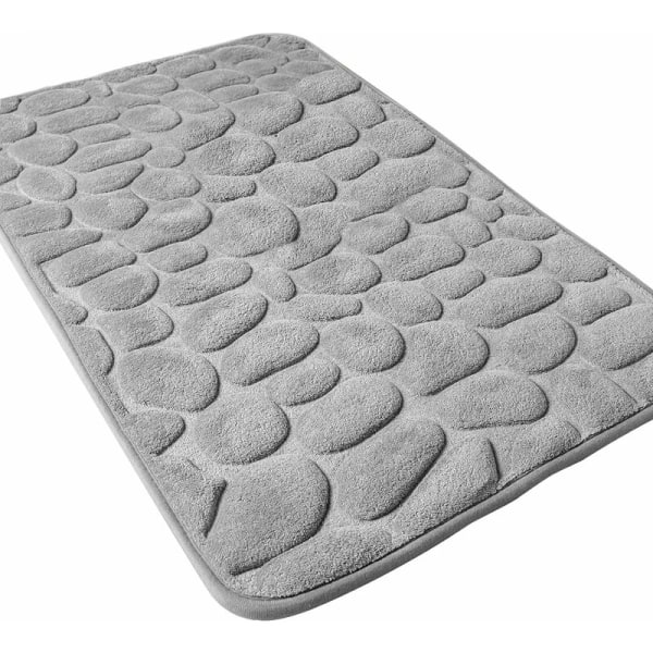 Halkskyddande badrumsmatta i minnesskum, absorberande maskintvättbar badrumsmatta, duschmatta för badrum, 40 x 60 cm, grå