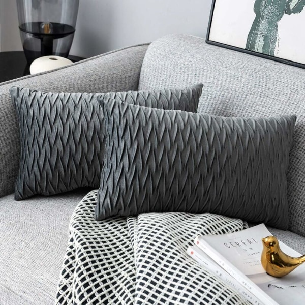 Velvet tyynynpäälliset 30 x 50 cm olohuoneen sohvalleㄛ 4 kpl set neliömäinen tyynynpäällinen makuuhuoneen sisustukseen, harmaa