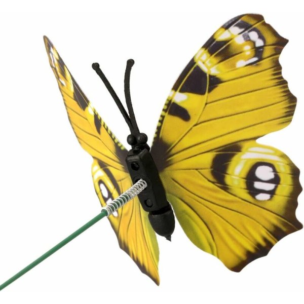 Set med 50 färgglada fjärilar 7 cm för trädgårdsdekoration på fjärilspinnar för uteplats, gräsmatta, fjärilar