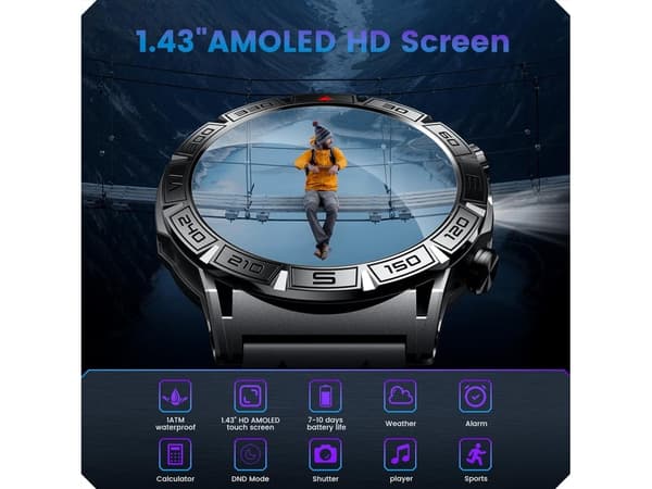 Smartklokke Menn Android Iphone Klokke: Smartklokke Svar/Ring Puls Skritteller Blodtrykk Buss