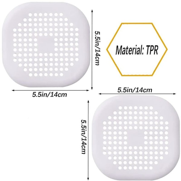 2 stk silikonavløpsdeksel, kjøkkenvask sil med sugekopp (hvit)