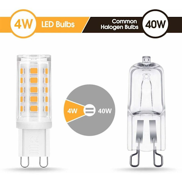 G9 LED-lampor, 4W motsvarande 40 W halogenbas 400 lm, varmvit 3000K, 360° rotationsvinkel, ej dimbar, för takbelysning, kök,