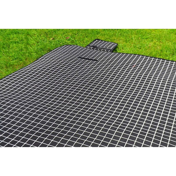 Vaskbar bomullslinnik piknikteppe 200 x 150 cm XXL med vanntett PEVA underside termisk isolert strandteppe campingteppe svart