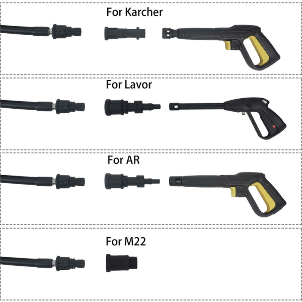 Högtrycksspolningsslang, 155bar rörrensare med 4 adaptrar för högtryckstvätt för AR/Black&Decker/Lavor/Stihl/Nilfisk, rengöring
