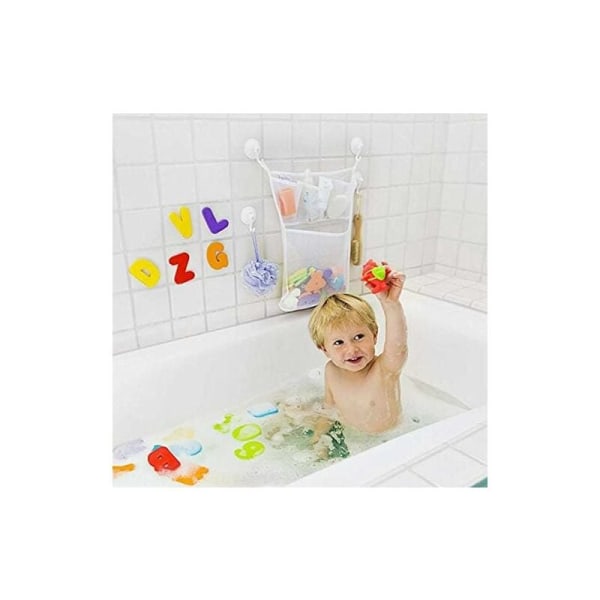 Badekar Oppbevaringsnett, Multifunksjonell Vaskbar Mesh Badeleke Organizer, 2 Sugekopper, Barnets Badeleke Nett Oppbevaringspose-Fei Yu