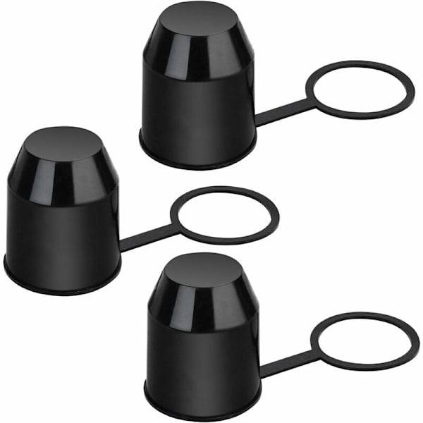 Kåpskydd för släpvagnskoppling, plast, 3-pack, med säkerhetsring, väder- och biltvättbeständigt