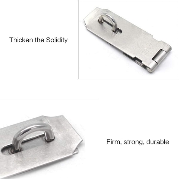 Dörrlås, 12,7 cm säkerhetsspärr i rostfritt stål, extra tjockt dörrlås med skruvborstad finish, 2-pack (12,7 cm)