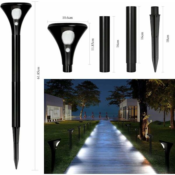 Udendørs solcellelampe med bevægelsessensor, vandtæt IP65, trådløs dæmpbar sikkerhedslampe LED solspot til