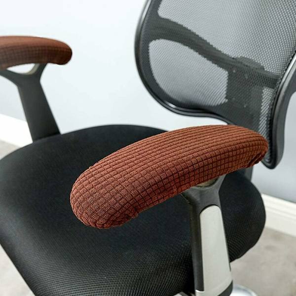 1 Polyester Armrest-skydd för dubbel kontorsstol Avtagbar Elastisk Tvättbar Vattentät Tyg Armstöd Kudde (Mörkbrun) HIASDFLS