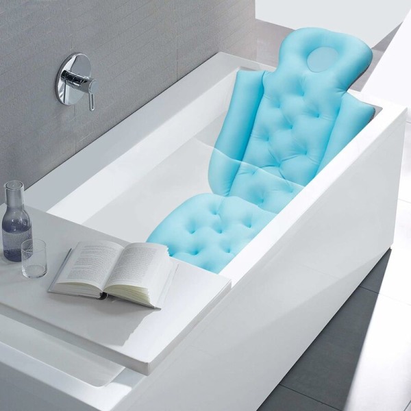 Helkroppsbaddyna med 10 starka sugkoppar, utjämnande och förlängande badkudde, ergonomisk badkars-spa-kudde för hela kroppen S