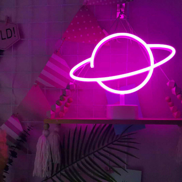 Planet Neon LED-stillampe Romantisk dekorativt ornament Planetlampe Ins-stil LED-bordlampe Neon