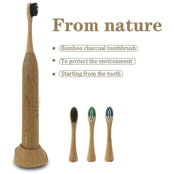 Bamboo electric toothbrushes nylon bristles- biodegradable natural eco-friendly compostable vegan reusable Usb charging