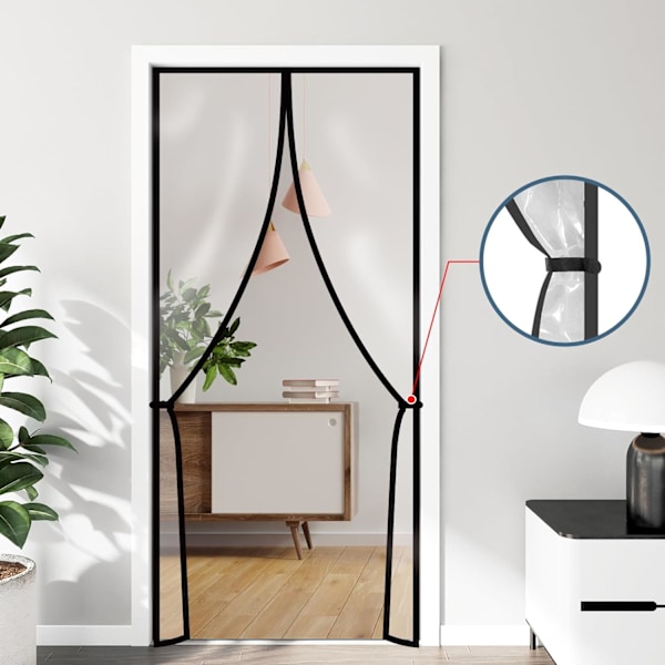 Magnetisk Isolerad Dörrgardin - Självstängande Transparent Skärm (Passar 34\"x80\") - Termiskt Skydd för AC-rum/Kök