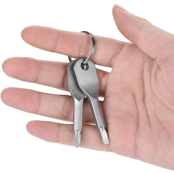 Mini skruvmejsel nyckelring set, bärbar rostfritt stål platt huvud och Phillips skruvmejsel set verktyg utomhus multifunktionell EDC verktyg Mini Po