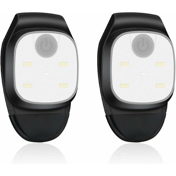 LED Hovedlampe Brystlampe 2 Stykker Løbelampe med 4 Lystilstande Sikkerhedslampe med Klips til Udendørs Sport Løb Camping [Energiklasse A